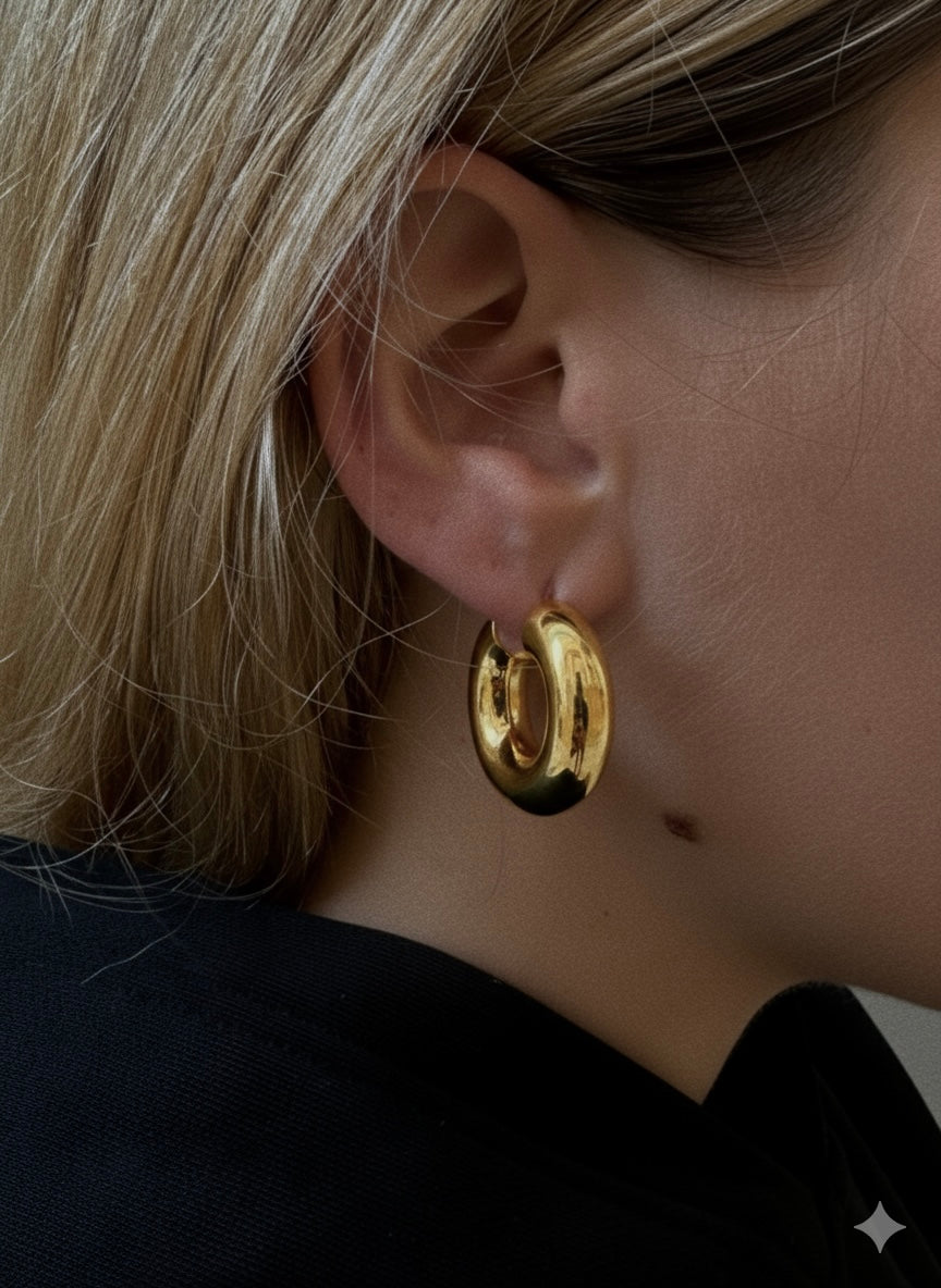 Basic hoop CHUNK Gold plated